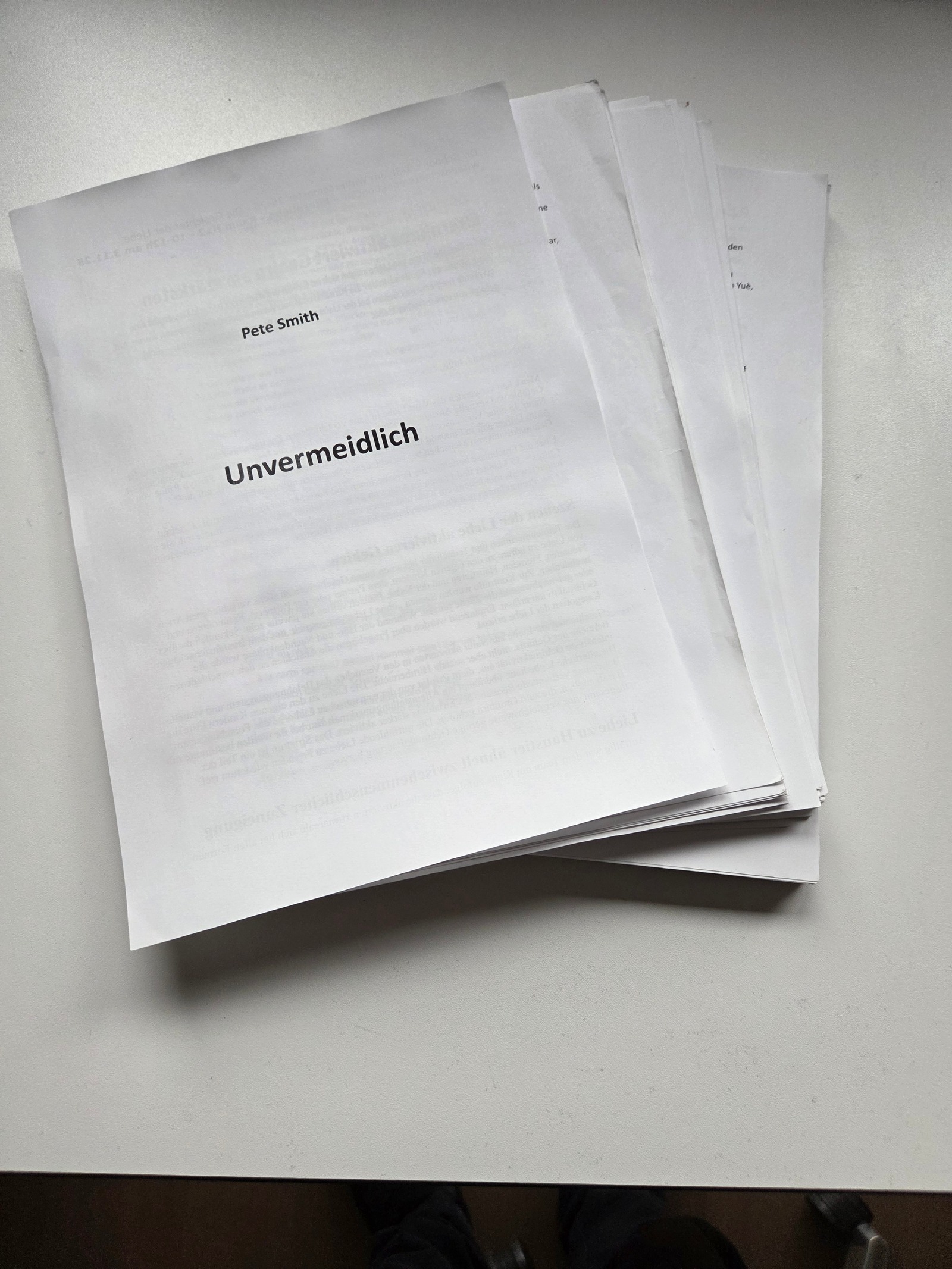 Manuskript Unvermeidlich